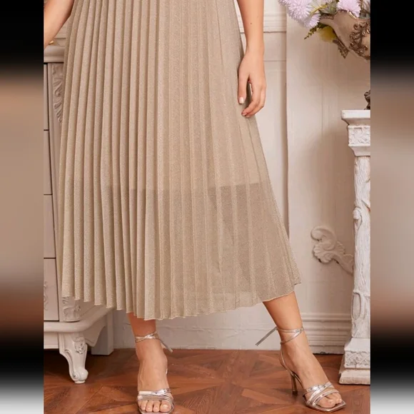 Plus size Glitter Pleated Dress Long 3XL - Picture 4 of 12